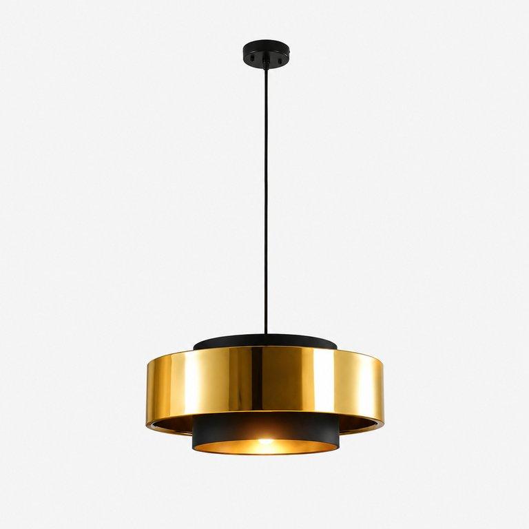 The Eclipse 20" Diameter 1-Light E27 Pendant - Black & Gold Finish - Metal
